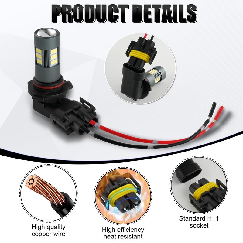 iBrightstar H11 H9 H8 880 881 Female Nylon Adapter Wiring Harness Sockets Wire for Headlights or Fog Lights - Image 2